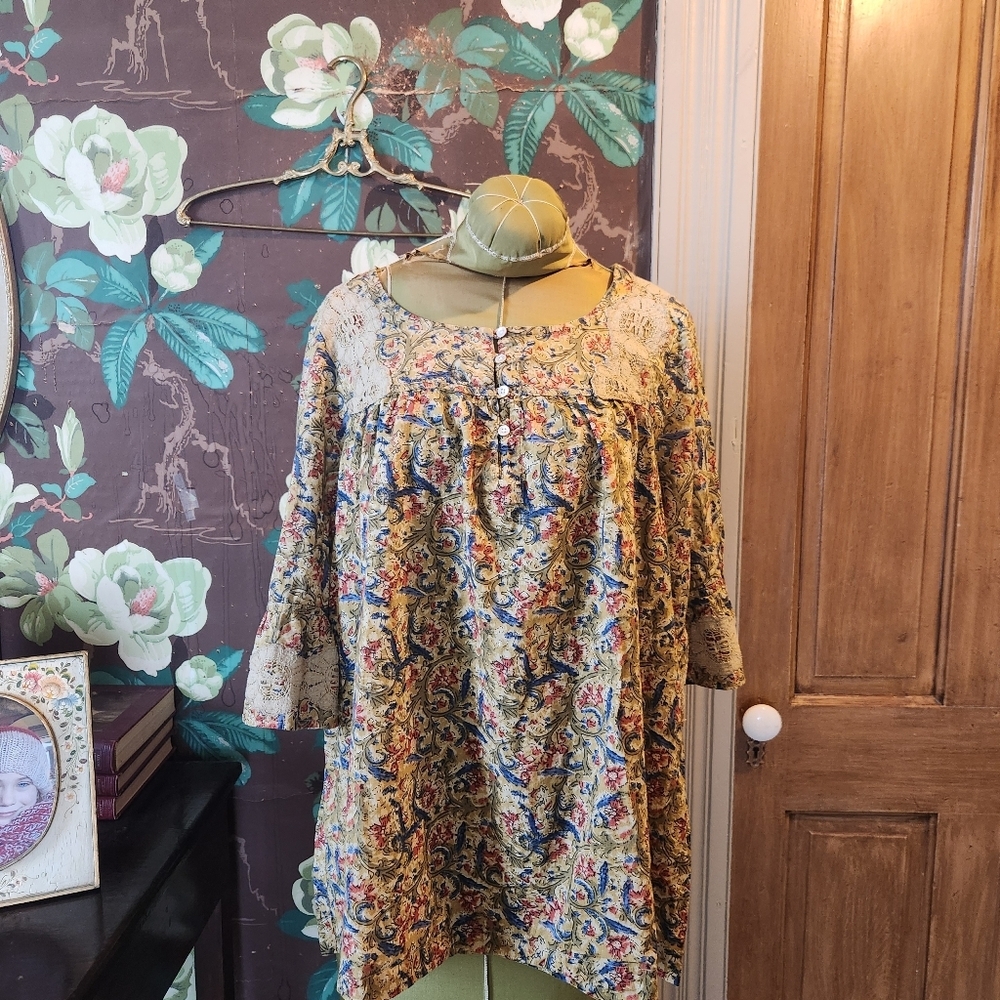 Caffé Marrakech Floral Tunic Top | Size XL